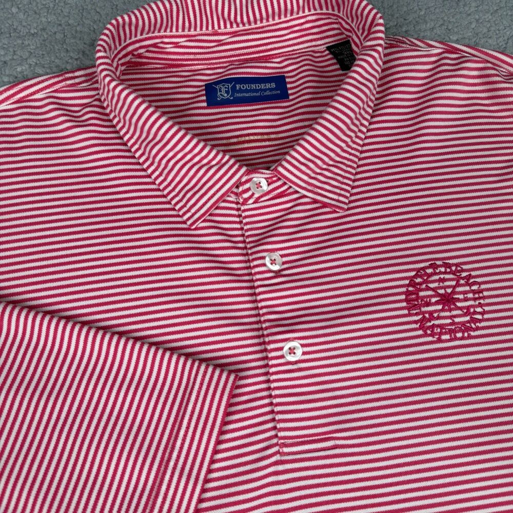 Myrtle Beach National Golf Polo Shirt Men 3XL Pink Stripe Founders International